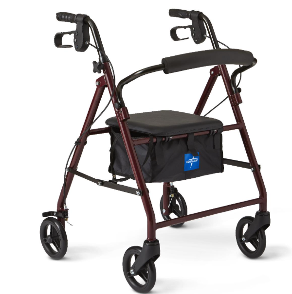Jr. Rollator, 250 lbs. weight capacity, burgundy