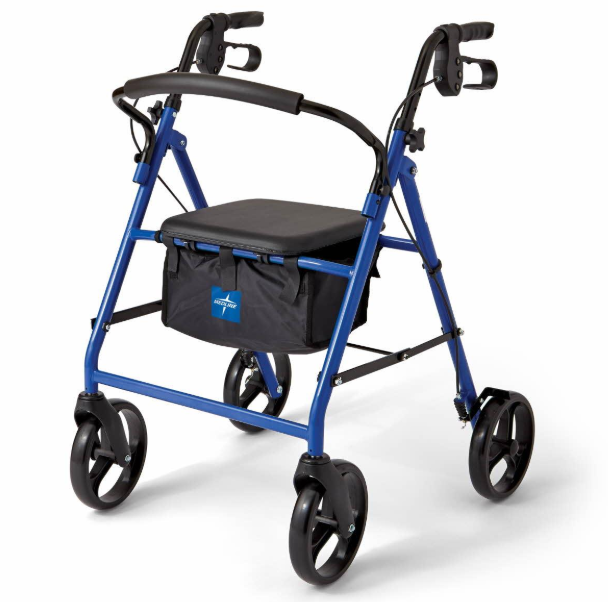 Rollator, 350 lbs. weight capacity, blue