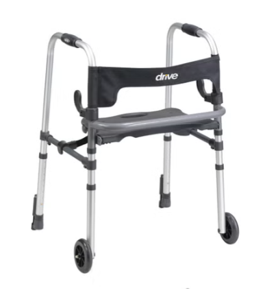 Folding Walker with wheels and flip-up seat, 29.5 - 39 in Height